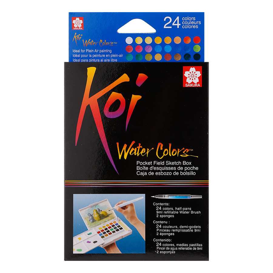 Màu Nước Nén Koi Water Colors Sakura 24 Màu - Tặng Sổ Sketch Book