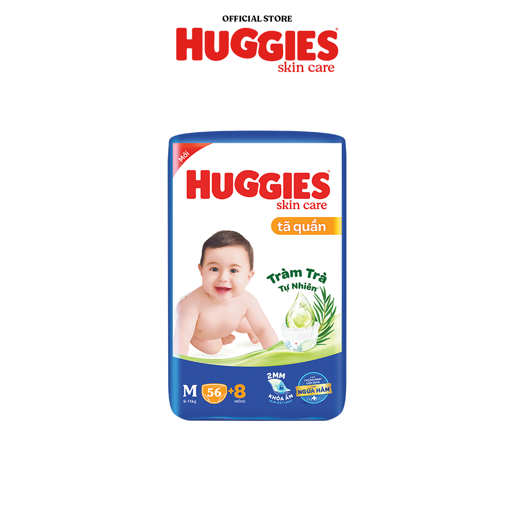 Tã/bỉm quần HUGGIES SKINCARE gói M76+8/L68/XL60/XXL54
