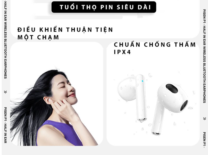Tai nghe không dây Bluetooth Pisen P1 (BHD-TW4) - Hàng chính hãng