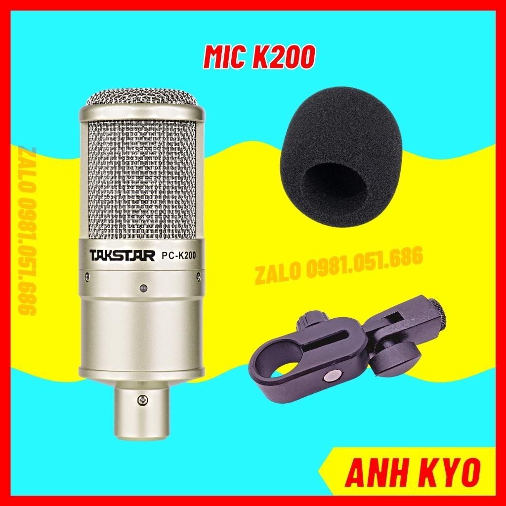 Mic k200, micro livestream k200 hợp kim màu bạc dùng nguồn 48V phù hợp nhiều dòng sound card, mixer