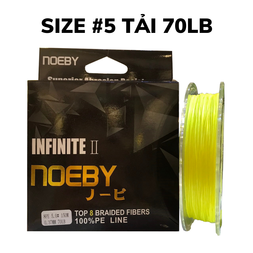 Dây pe câu cá x8 noeby size #1.2/#1.5/#2/#2.5/#5 dài150m, dây dù siêu bền câu lure cá lóc cá chẽm câu lăng xê câu lục câu biển