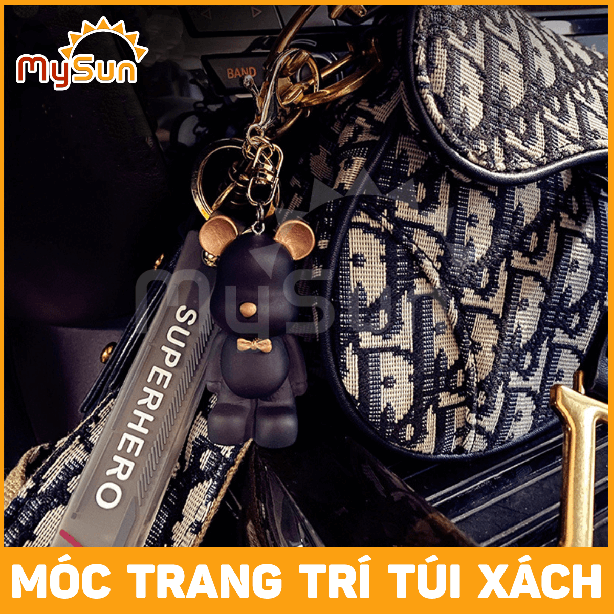 Dây móc chìa khóa ô tô, xe máy, điện thoại hình con gấu Bearbrick trong trong suốt đẹp độc lạ