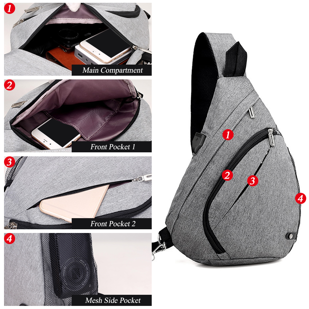 Túi đeo chéo vai Du lịch Daypack với cổng sạc USB để đi bộ đường dài Leo núi Đạp xe