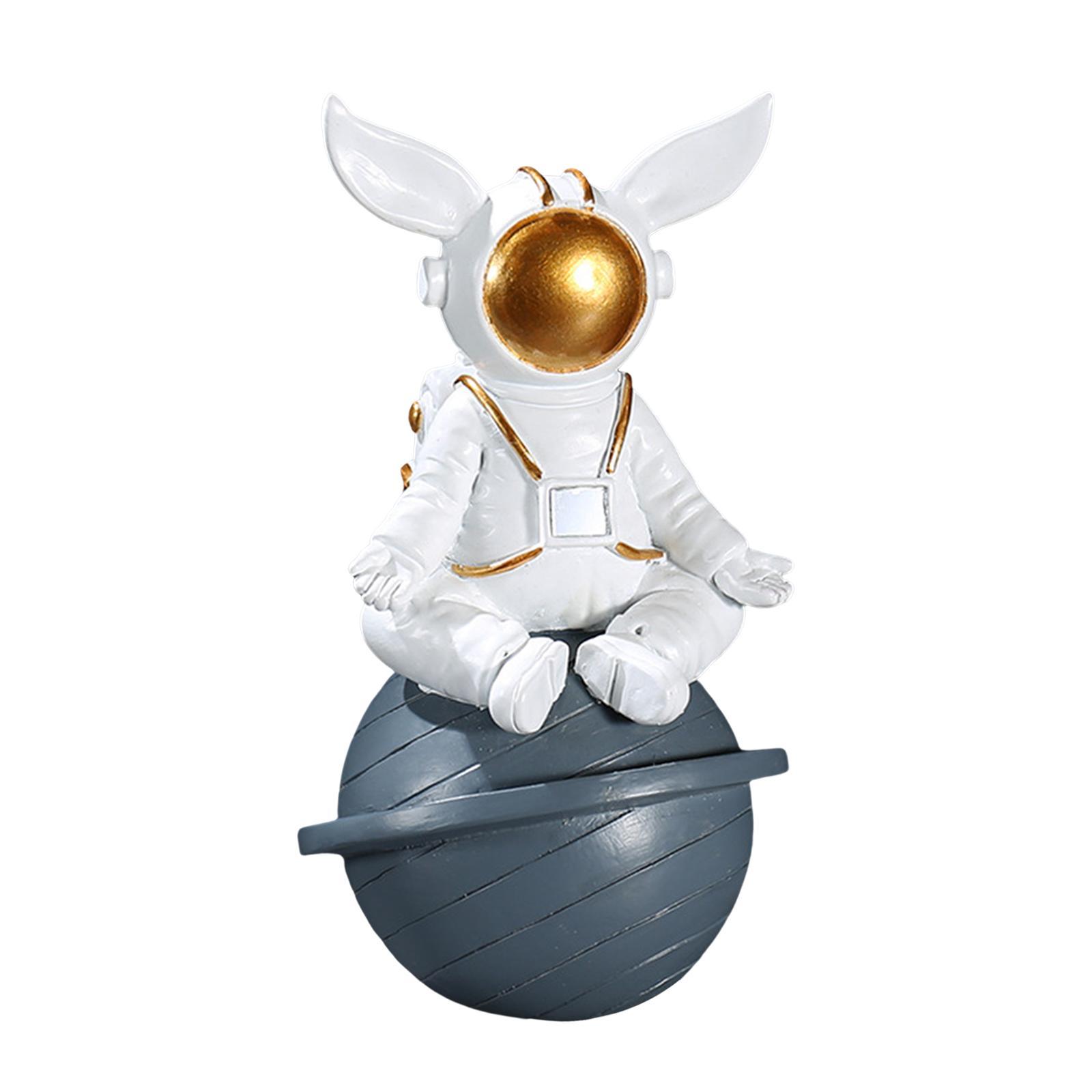 Spaceman Figurine Sculpture Astronaut Statue for Bookshelf Tabletop Bookcase