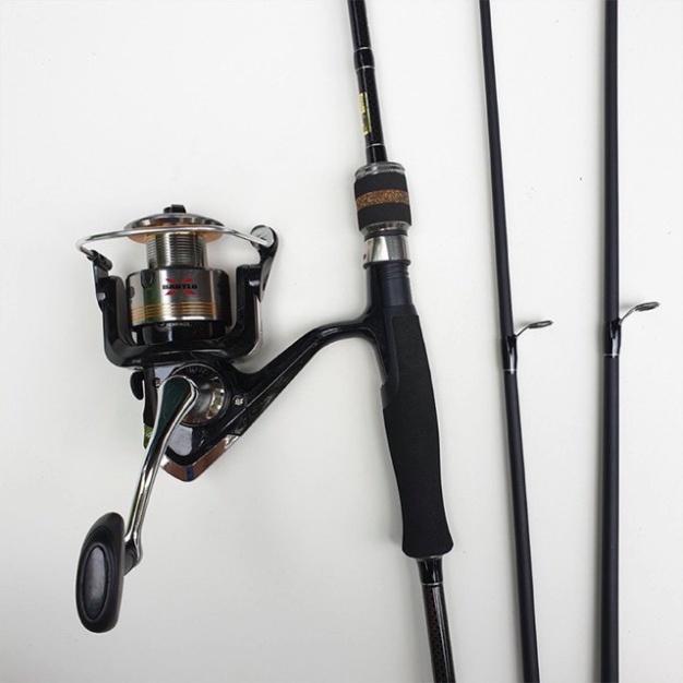 Combo bộ cần câu lure 2 ngọn + máy 3000 bộ máy đứng hunting black cao cấp, máy câu expert full kim loại bộ y hình