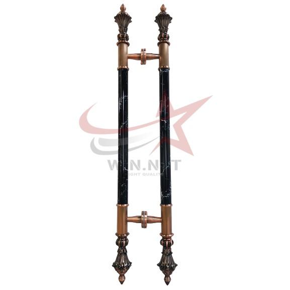 Tay Nắm Cửa Kính Cường Lực, Cửa Nhôm - Nắm Cửa Đồng Đỏ Đầu Hoa Thân Đá