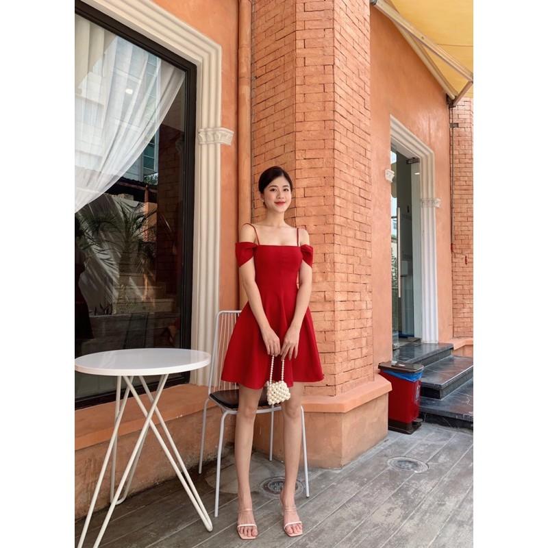 Đầm xoè bẹt vai cách điệu Siêu XINH SHOP CHỤP