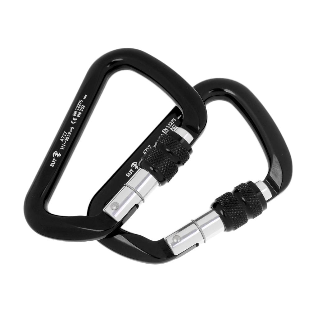 Aluminum D-Ring Carabiner Rock Climbing Screw Locking Karabiners 30KN Red