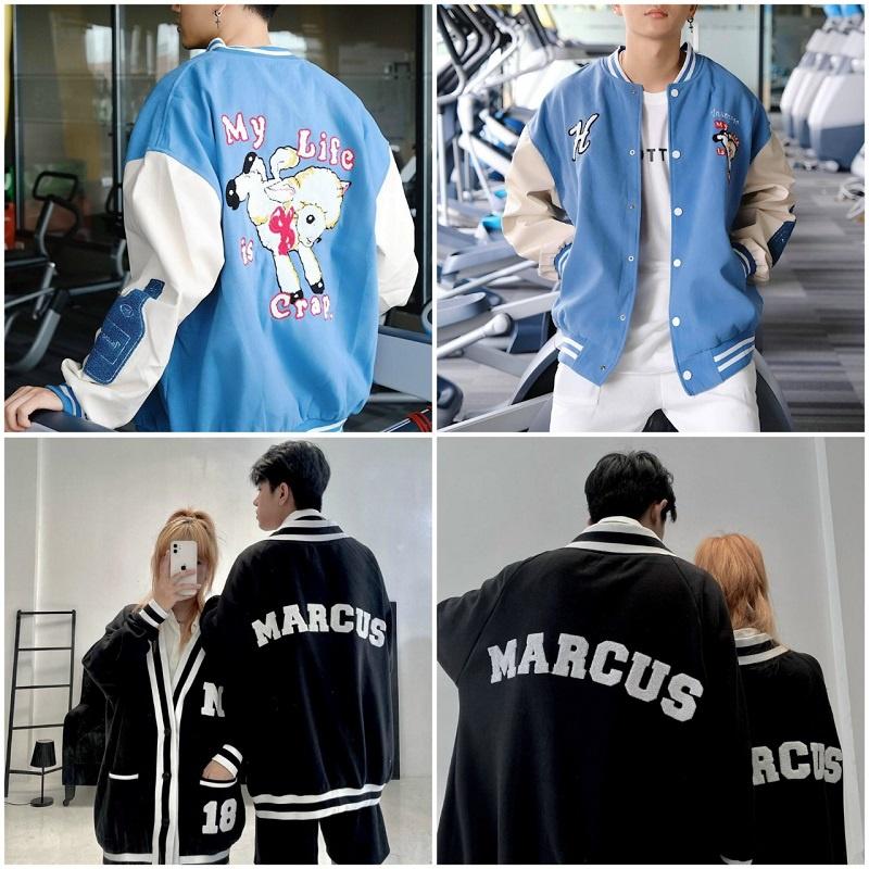 Áo Khoác Cardigan Nỉ Bông Unisex My Life Nam nữ CặpHOT RẺ ĐẸP, Áo Cardigan Chống Nắng Marcus Kiểu Bóng Chày Couple Jackets