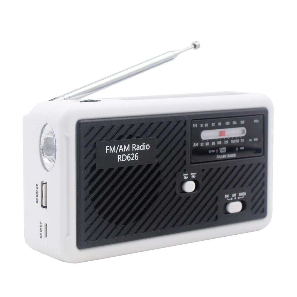 AM/FM/ Radios Solar Hand Crank Powered & LED Light Phone Charger Black