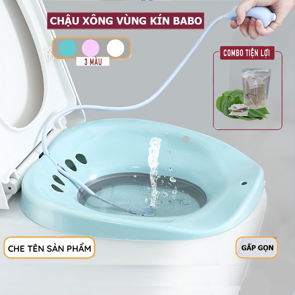 Bô Xông rửa cho mẹ sau sinh chậu Gấp Gọn Ghế xông Đặt bồn cầu Tiện Lợi Kèm Vòi xịt nước (TBB141)