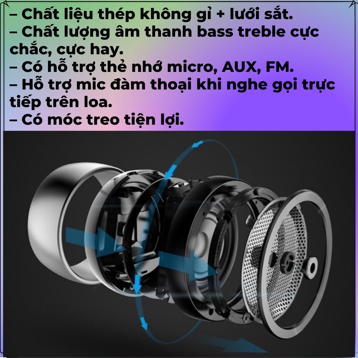 Loa Bluetooth Cao Cấp, Bass Cực Mạnh, Âm Thanh Vòm 360 Độ - Dung Lương Pin Khủng 1200mAh - Chống Nước IPX6