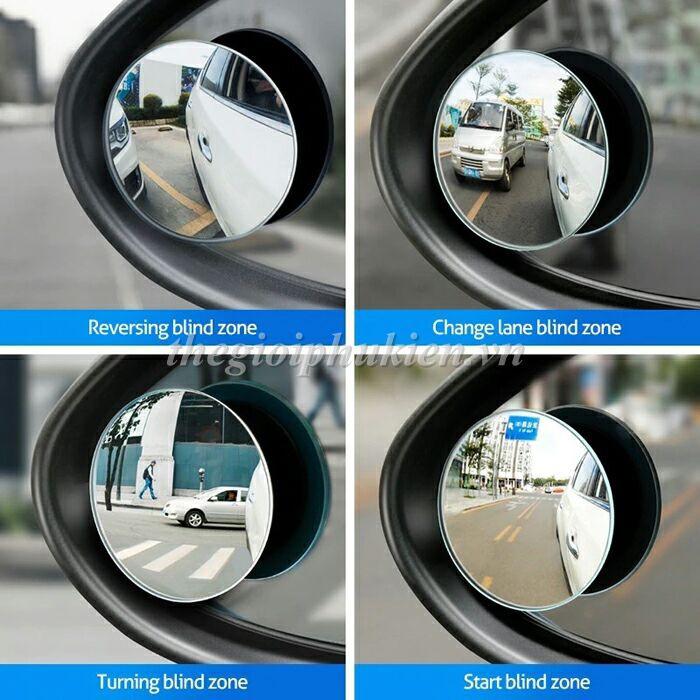 Bộ 2 gương cầu lồi xóa điểm mù gắn gương chiếu hậu ô tô, xe hơi