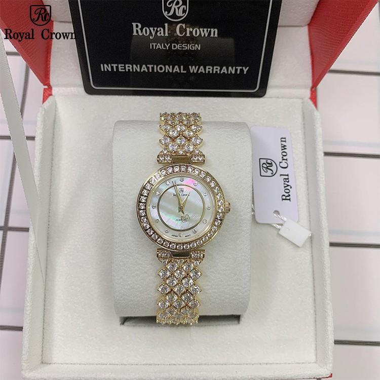 Đồng Hồ Nữ Chính Hãng Royal Crown 4617 Jewelry Dây Kim Loại Đính Đá Chống Nước Chống Xước