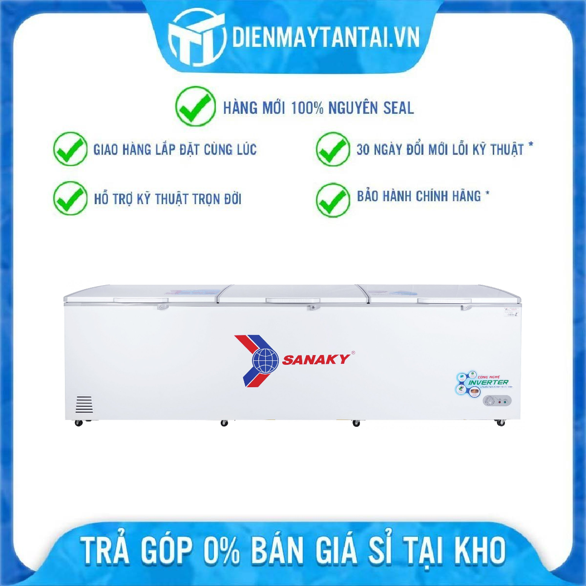 TỦ ĐÔNG 3 CÁNH SANAKY INVERTER 1143 LÍT VH-1399HY3 ĐỒNG  - HÀNG CHÍNH HÃNG - CHỈ GIAO HCM