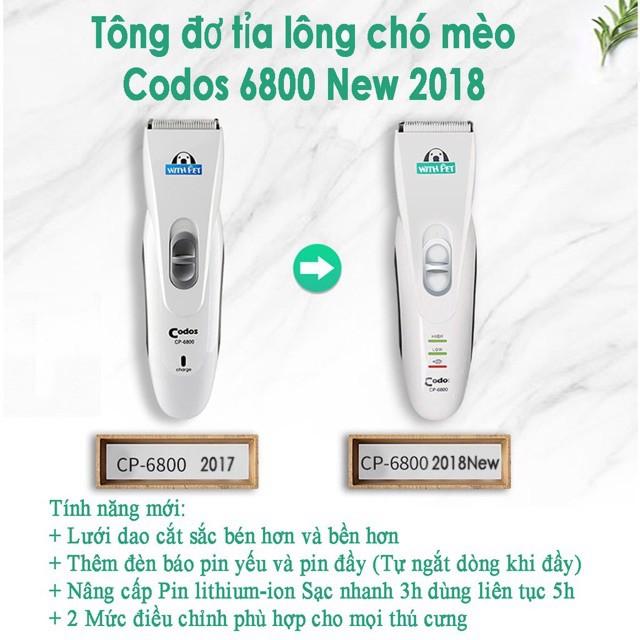 Tông Đơ Cắt Tỉa Lông Cho Chó Mèo Codos CP 6800 (Trắng)