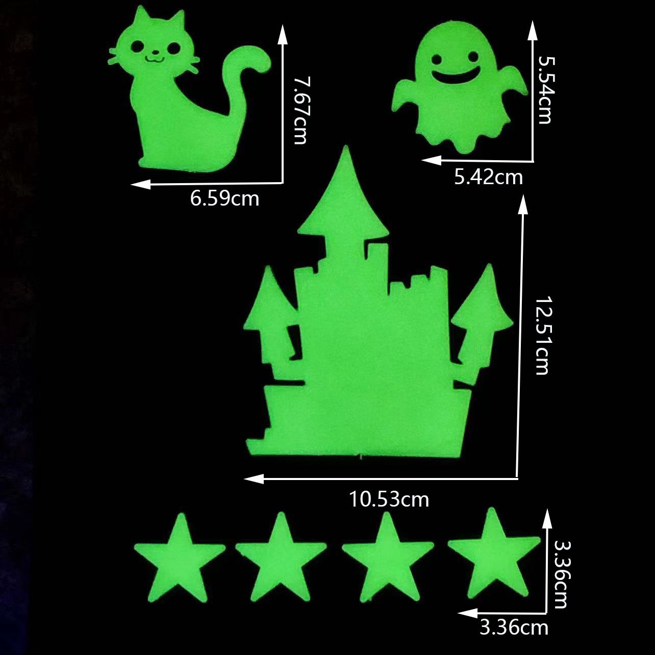 Bộ Hình Dán Dạ Quang Halloween – Hình Ma Quái, Bí Ngô, Phù Thủy, Phát Sáng Trong Bóng Tối