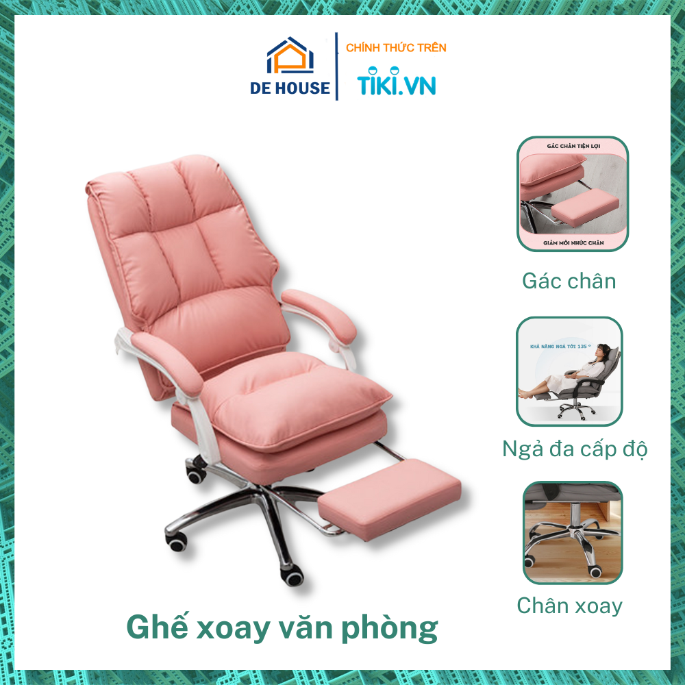 Ghế Xoay Văn Phòng Thông Minh Ngả Lưng Thư Giãn - Ghế Giám Đốc Bọc Da - Ghế Máy Tính - Hàng Chính Hãng