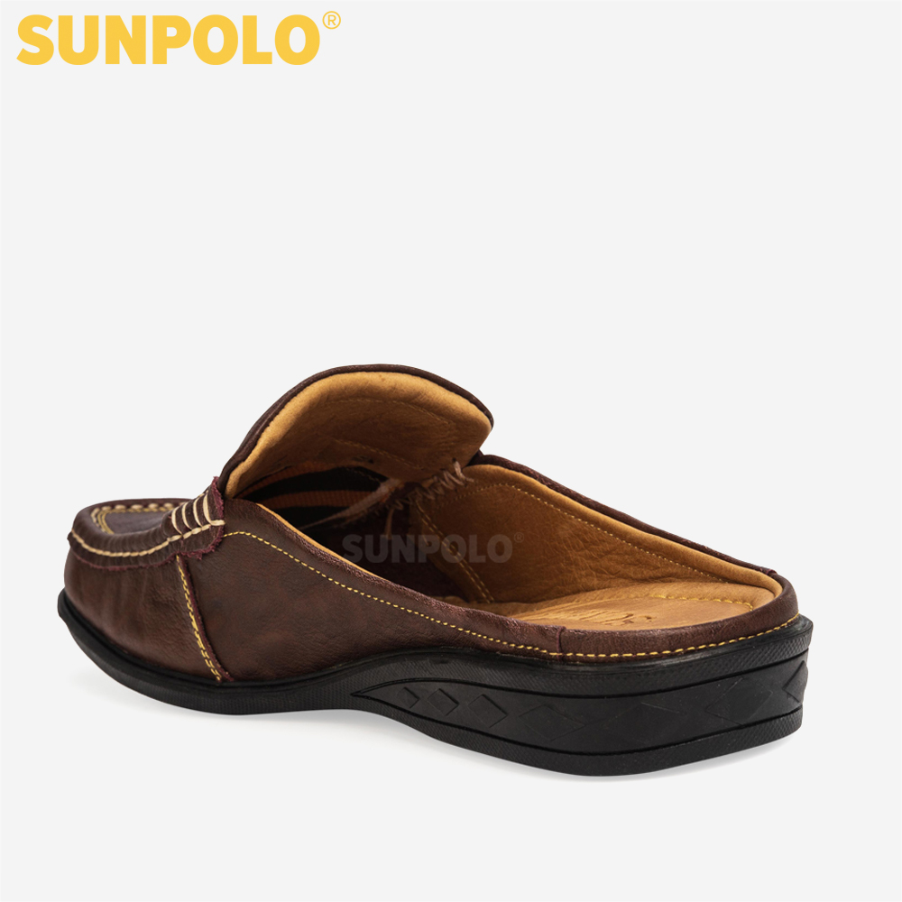 Dép Sabo Nam Da Bò SUNPOLO SUSB004N - Nâu (Size