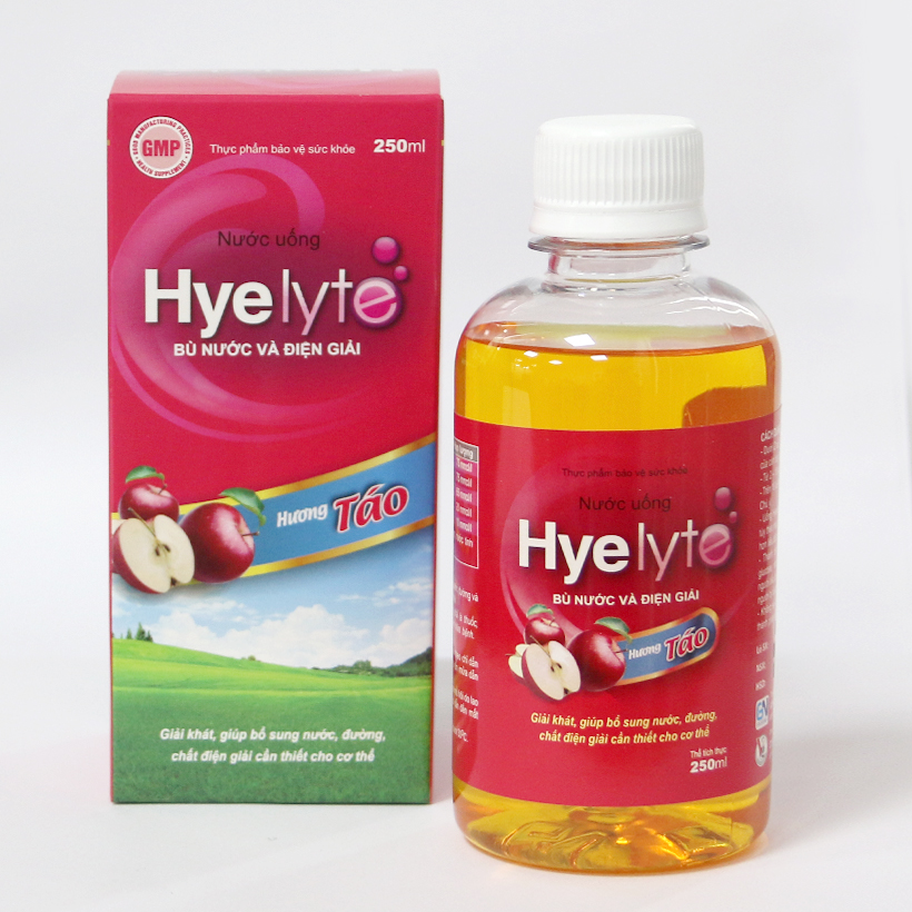 Bộ 5 hộp Thực phẩm bảo vệ sức khỏe giúp bù nước và điện giải Hyelyte hương táo, chai 250ml