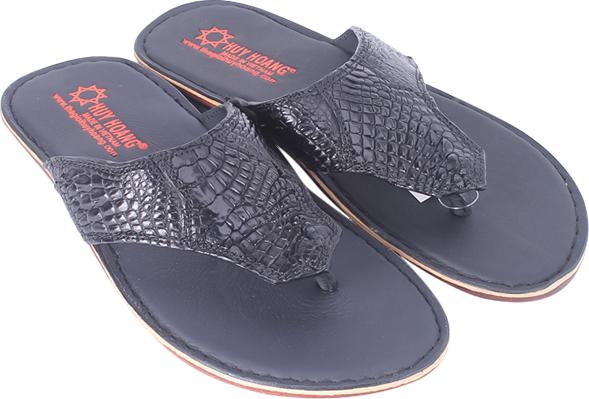 Dép Nam Da Cá Sấu Huy Hoàng Ht7219 - Đen Size 40