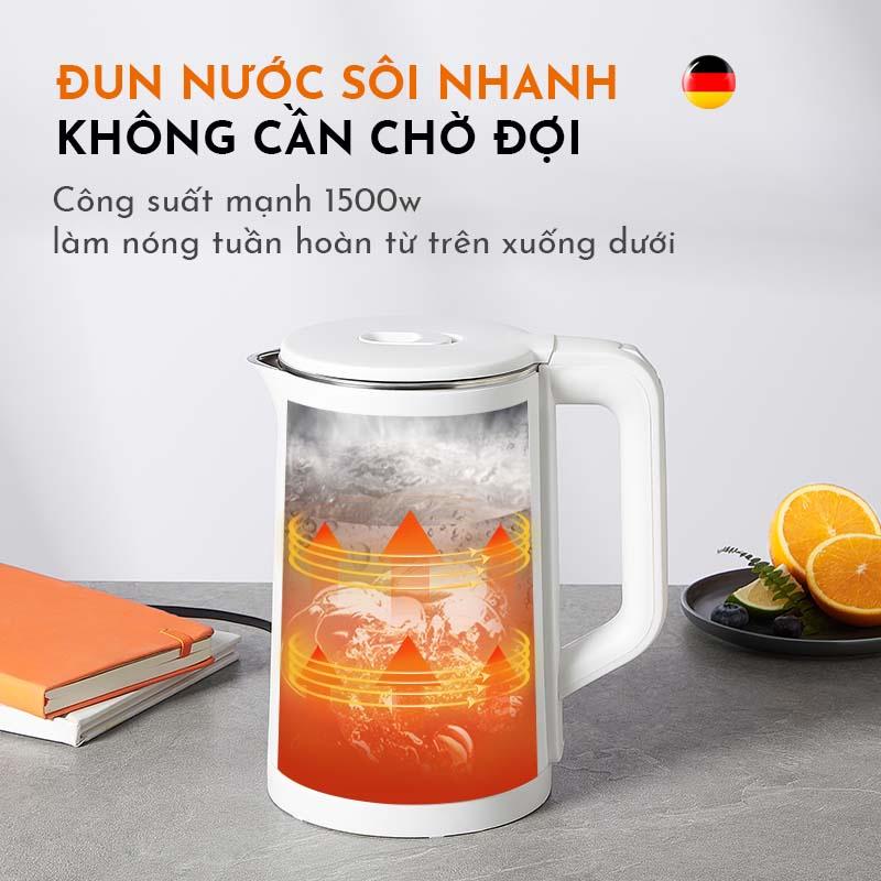 Bình đun siêu tốc GAABOR GK-S23P dung tích lớn 1.8L - 1500W - Thép không gỉ - Hàng chính hãng