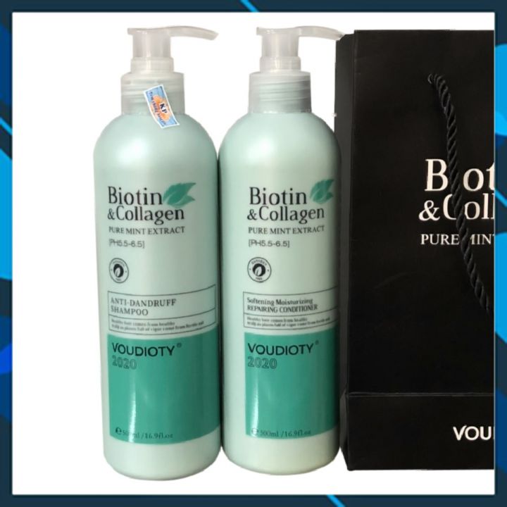 BỘ DẦU GỘI XẢ VOUDIOTY ANTI-DANDRUFF BIOTIN & COLLAGEN XANH MỀM MƯỢT NGĂN GÃY RỤNG CHO TÓC & DA ĐẦU GÀU NGỨA 500ML*2