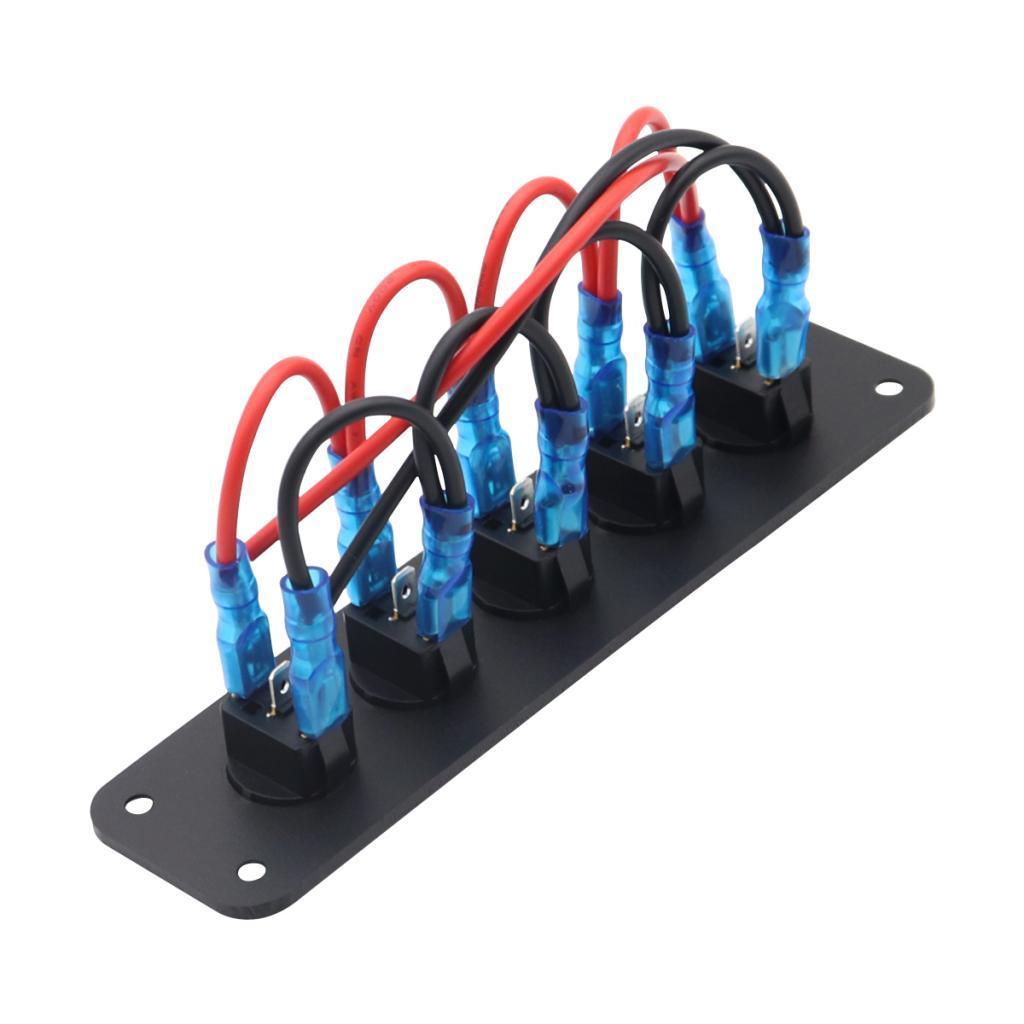12V Rocker Switch Panel Scratch Proof On Off 5 Gang for Boat  RV