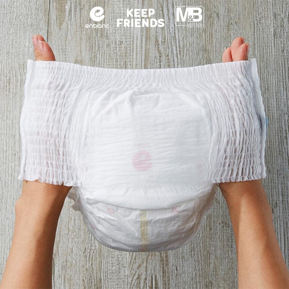 ( Tặng Khăn Mini ) Tã Bỉm Quần Hàn Quốc Enblanc Keep Friends Bé Gái Size XXL 18 Miếng (Trên 15kg) Mỏng Nhẹ, Êm Ái