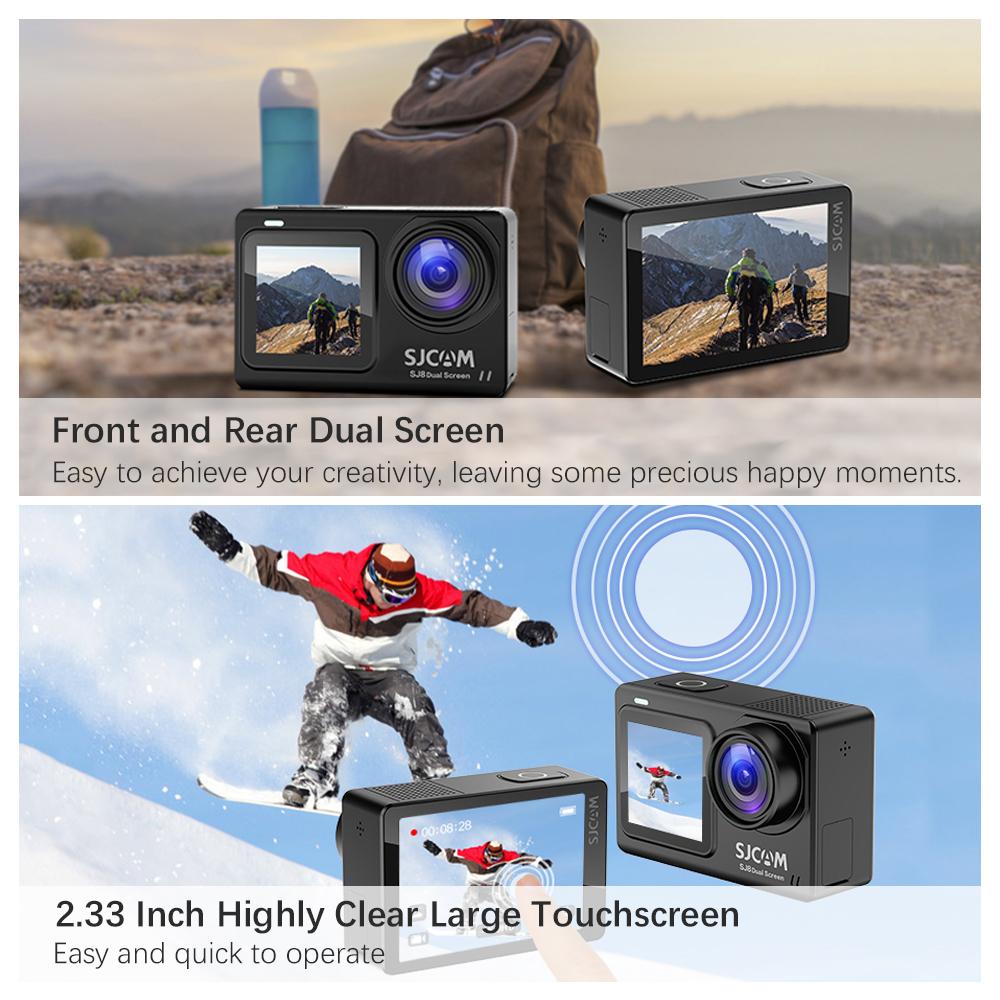 Máy ảnh hành động SJCAM SJ8 4K/30fps Máy ảnh thể thao màn hình kép DV Camcorder 20MP 2.33 "màn hình cảm ứng IPS với vỏ chống thấm 30m