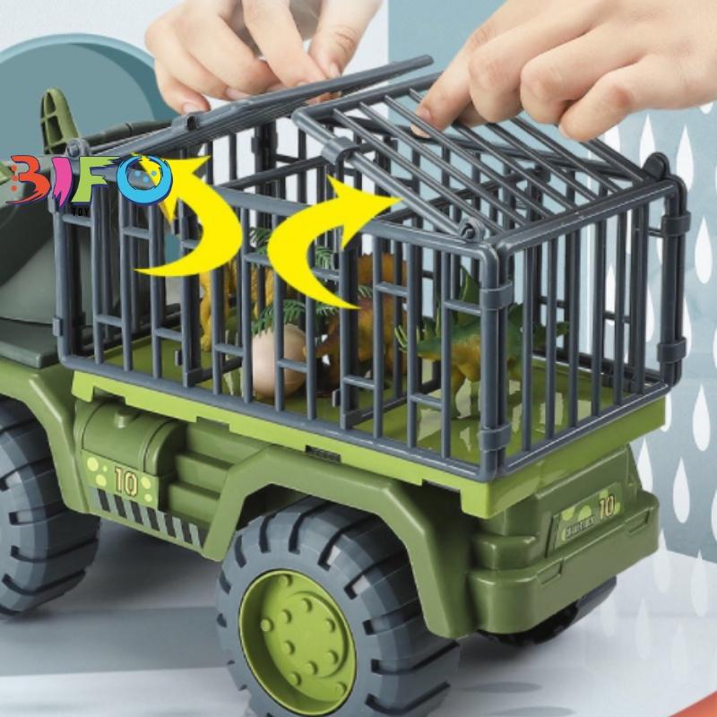 Đồ chơi mô hình xe ô tô khủng long chuyên dụng xe cẩu, xe xúc,xe tải có sẵn khủng long nhỏ đi kèm cho bé