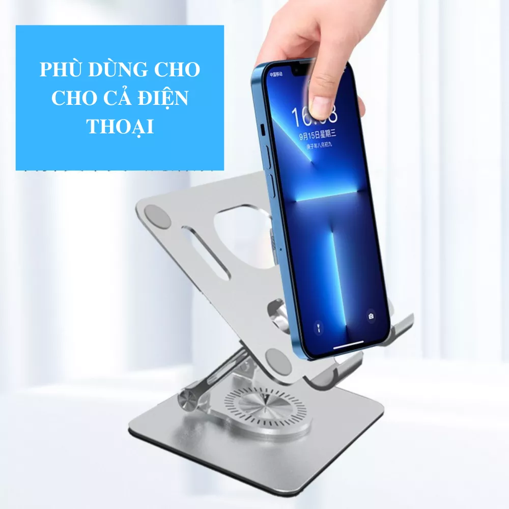 Giá đỡ tản nhiệt hợp kim nhôm xoay 360 độ cho iPad / Tablet / Điện thoại hiệu HOTCASE Desktop Rolation Stand Pad - thay đổi chiều cao, xoay mọi góc độ, gấp gọn khi không sử dụng - Hàng nhập khẩu