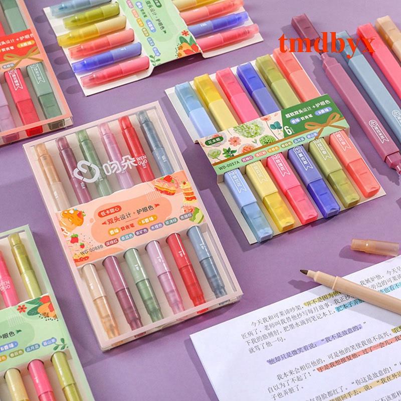 Tmdbyx Bút Đánh Dấu Hai Đầu Có Hộp Đựng Họa Tiết Xinh Xắn Dành Cho Học Sinh