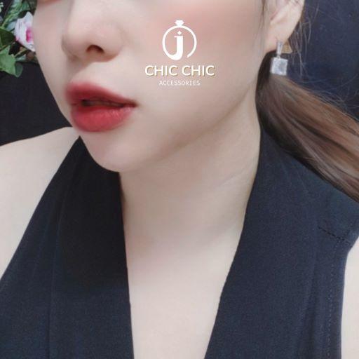Bông Tai Bạc Nữ, Bông Tai Đính Đá Zircon Hình Vuông| Bông tai Chic Chic A12