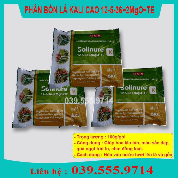 Phân Bón  Kali Cao 12-5-36+2MgO+TE ( 100gram)- Kali Trắng tăng khả năng thụ phấn chống rụng quả