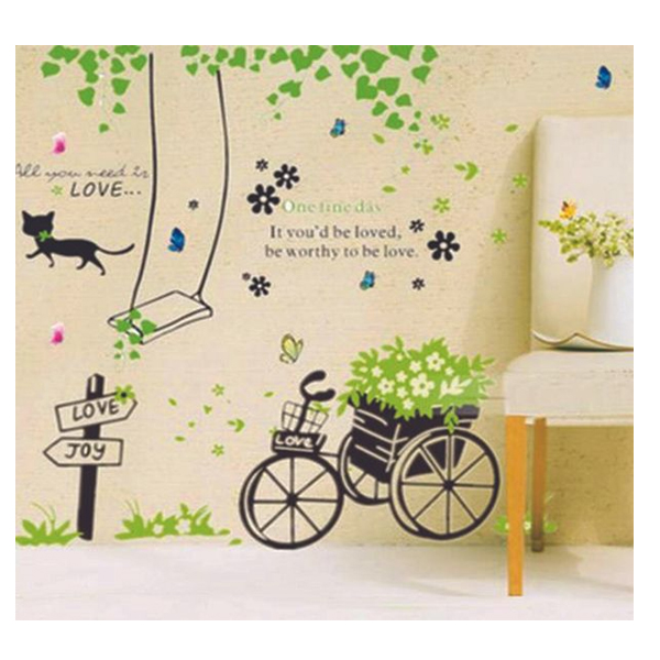 Combo Decal Dán Tường Xích Đu Và Xe Đạp Xanh PK475