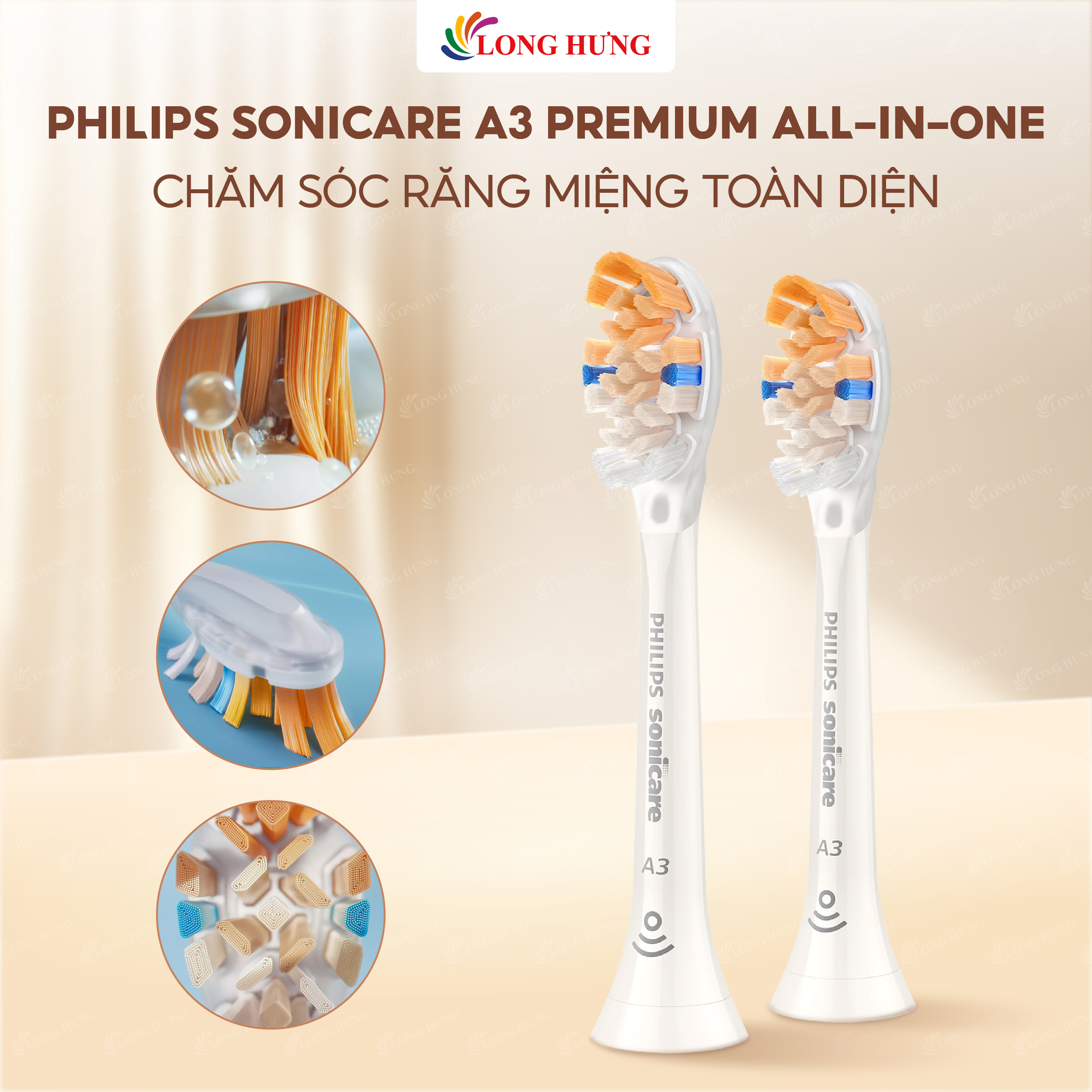 Đầu bàn chải điện Philips Sonicare A3 Premium All-in-One HX909 - Hàng chính hãng
