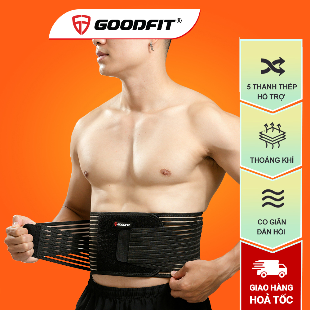 Đai lưng cột sống thoáng khí, có thanh nẹp GoodFit GF725WS đai cột sống giảm chấn thương lưng, cột sống