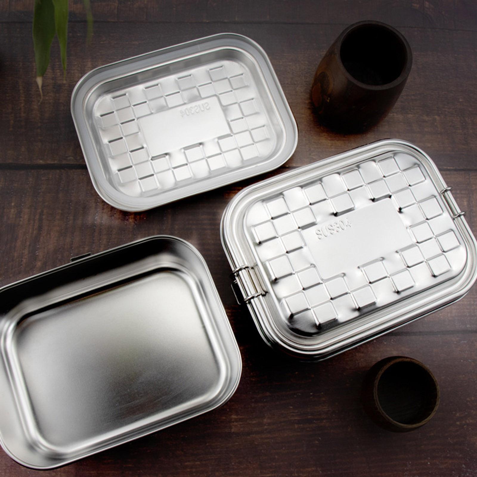 Stainless Steel Lunch Box 2 Layer Bento Box Portable Food Container Storage