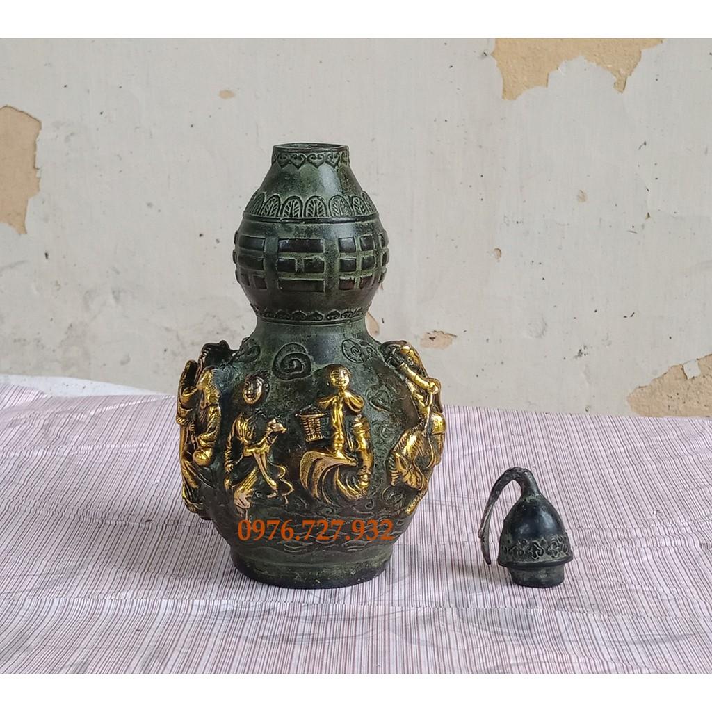 Hồ lô bát tiên đồng 18cm, giá bán hồ lô bằng đồng, bán hồ lô bằng đồng giả cổ