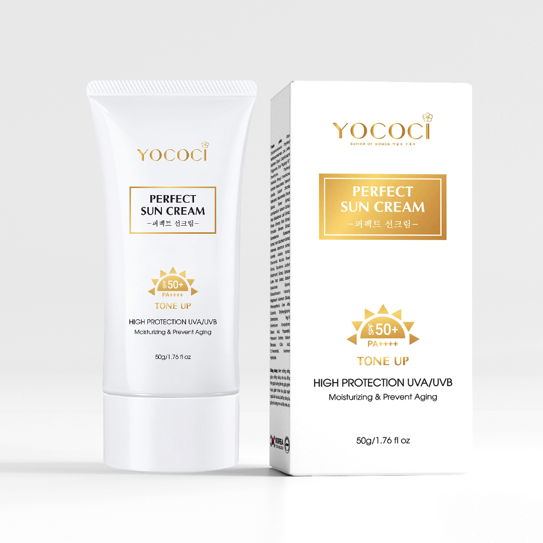 Kem chống nắng Yococi giúp ngăn tia UVA/UVB, nâng tone lâu trôi Perfect Sun Cream SPF50+ PA++++ 50g