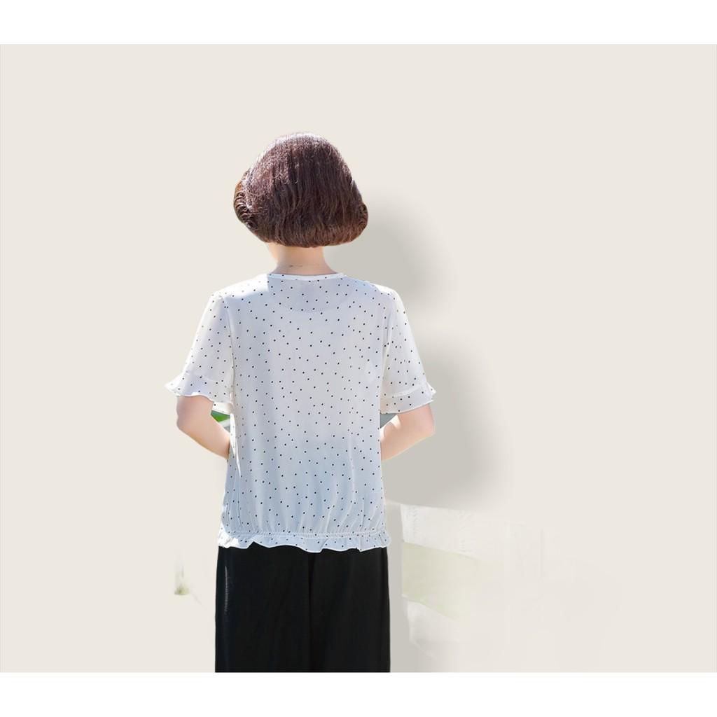 ao trung niên chấm bi cao cấp( thờ trang trung niên lolita xinh) L09-521