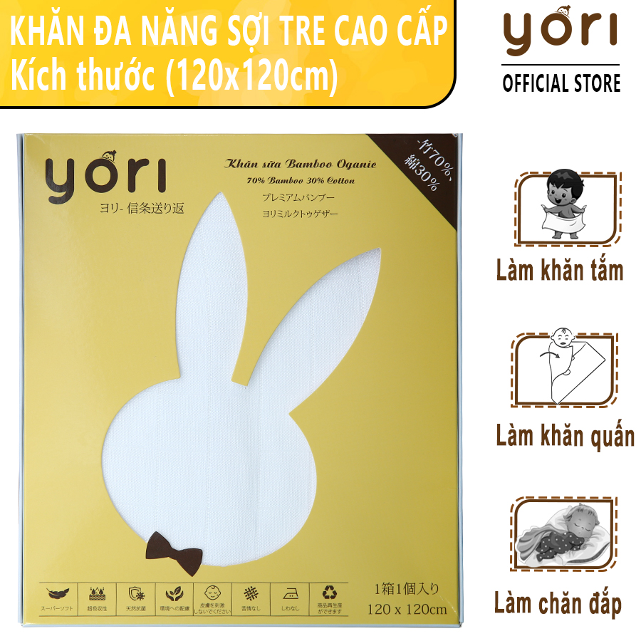 Khăn tắm, quấn sợi tre lụa đa năng YORI cho bé sơ sinh