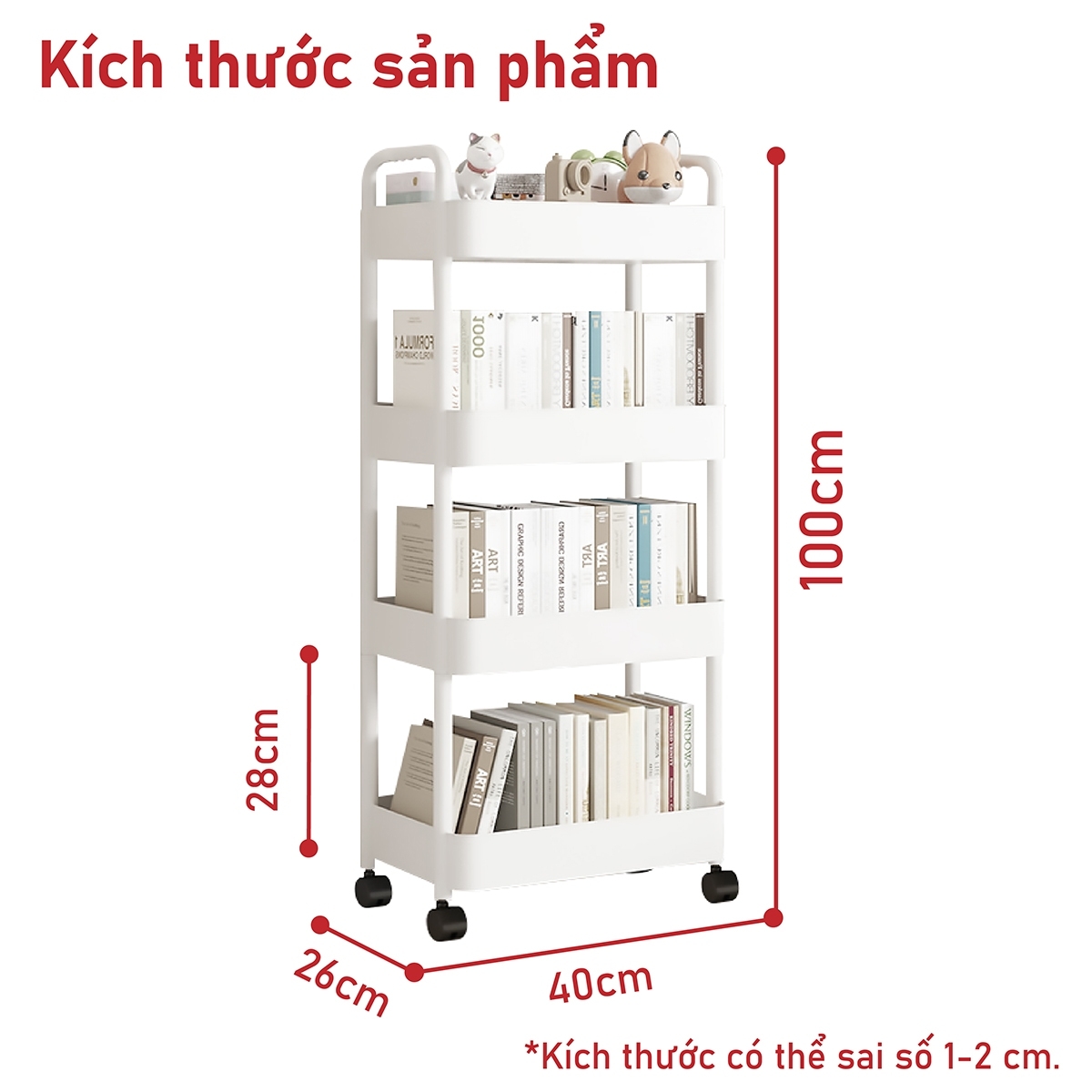 BG Kệ đa năng 3/4/5 - bánh xe, giỏ đựng đồ, Dễ dàng di chuyển giá sách đa năng,Kệ đa năng có bánh xe, di chuyển tiện lợi (hàng nhập khẩu)