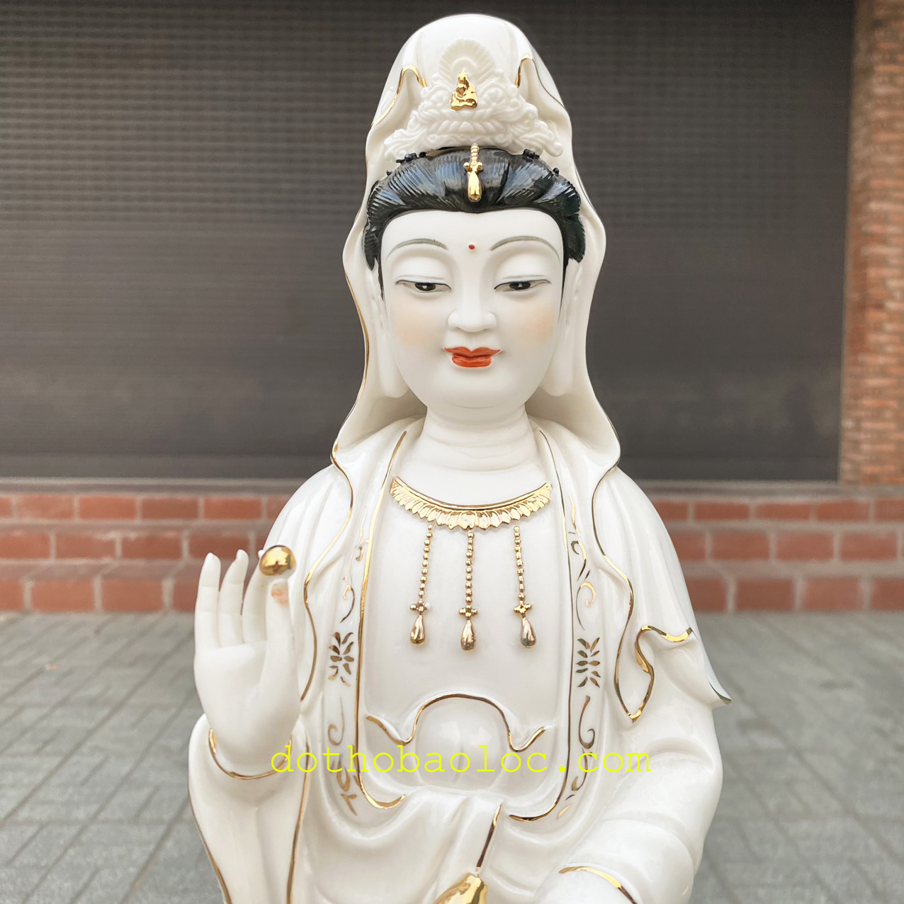 Tượng Tam Thế Phật bằng sứ trắng Đức Hóa cao 50cm