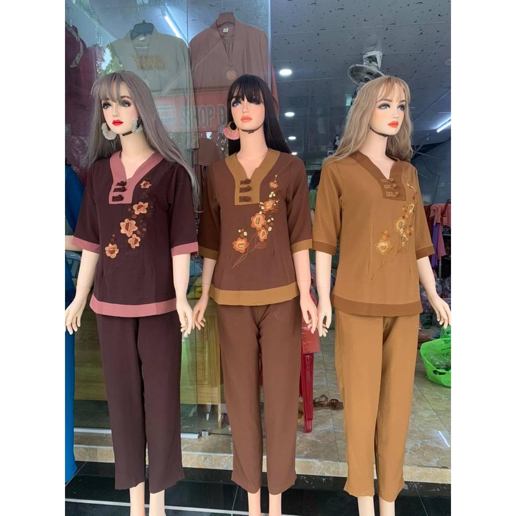 ĐỒ LAM ĐI CHÙA Cổ Chữ Y Vải Đũi
