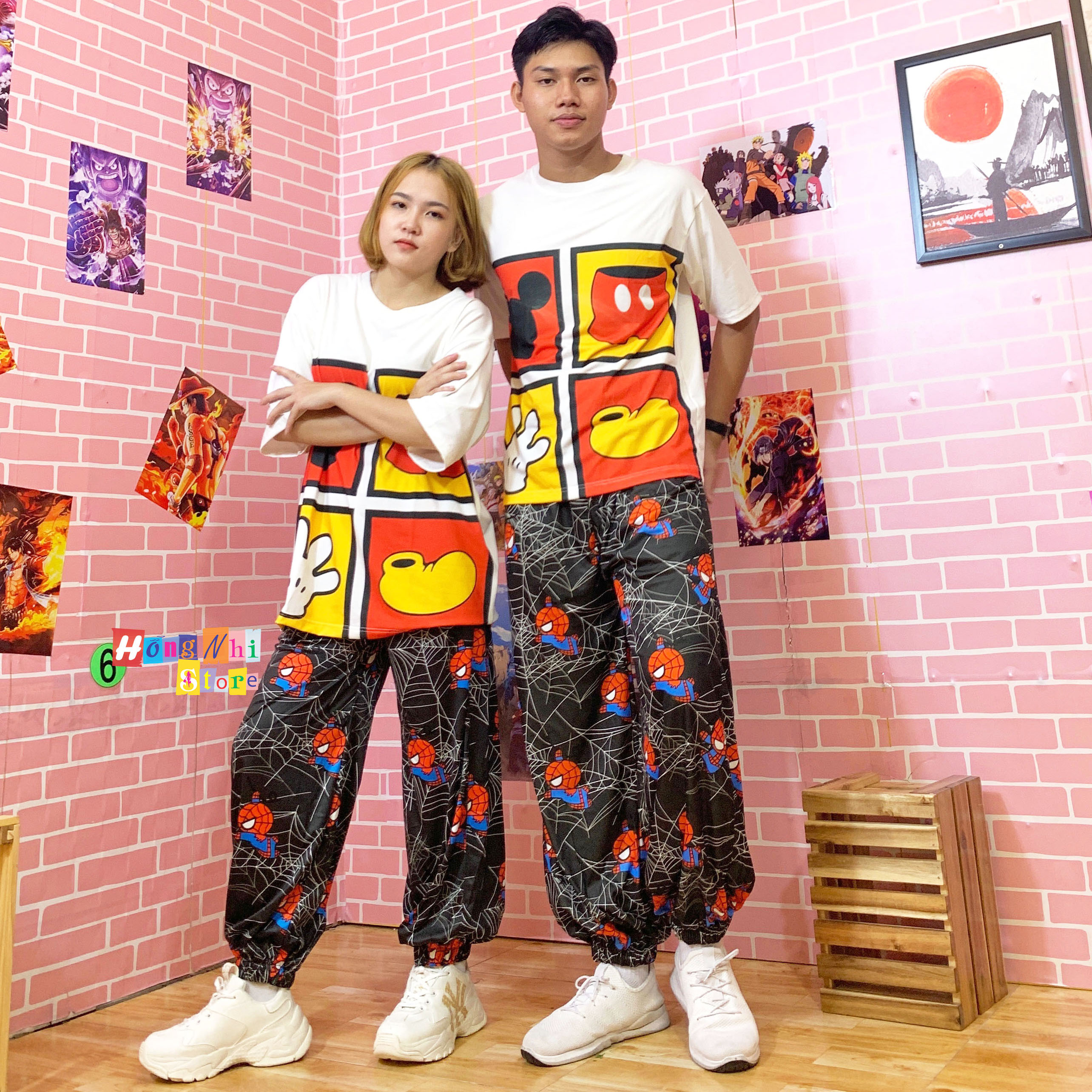 Quần Hoạt Hình Dài Bo Lai Người Nhện Spider Man Cartoon Pant V2 Oversize Ulzzang Unisex - MM - M