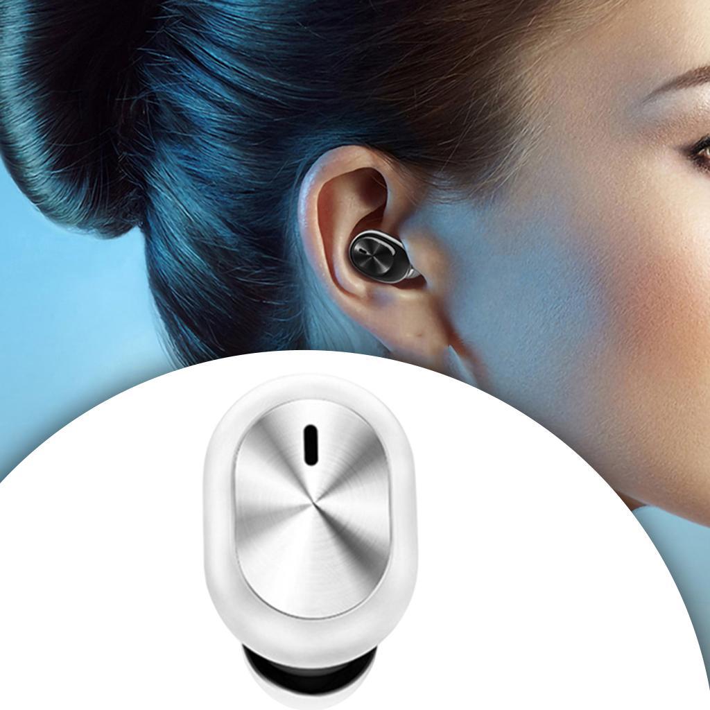 Single Bluetooth 5.0 Wireless Earphone Headset Headphone with Mic White