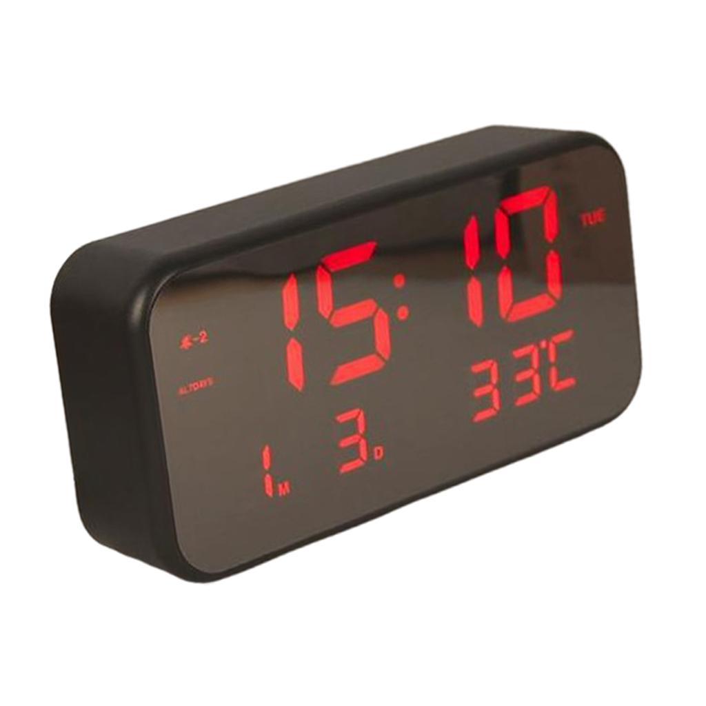 Adjustable LED Music Alarm Clock Electronic Digital Clock Black_red light