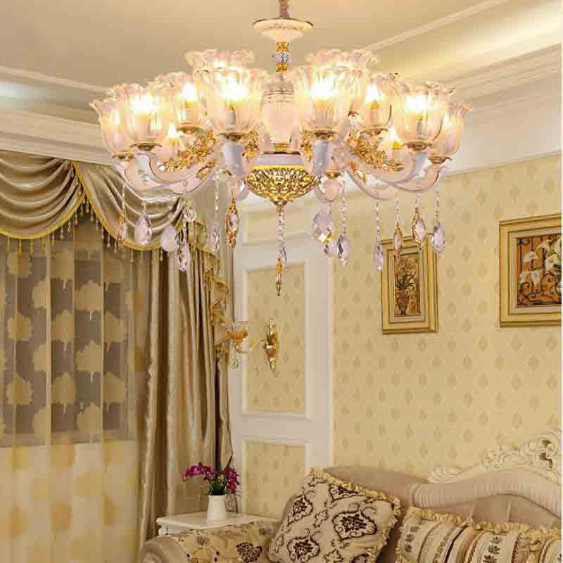 Đèn chùm pha lê tân cổ điển trang trí nội thất sang trọng - kèm bóng Led chuyên dụng